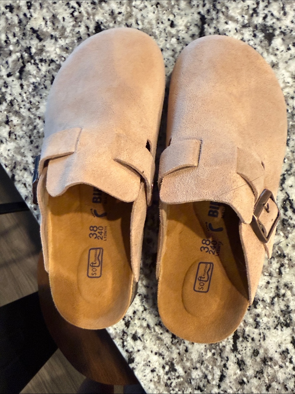 Birkenstock Suede Slip-On Mule in Light Taupe